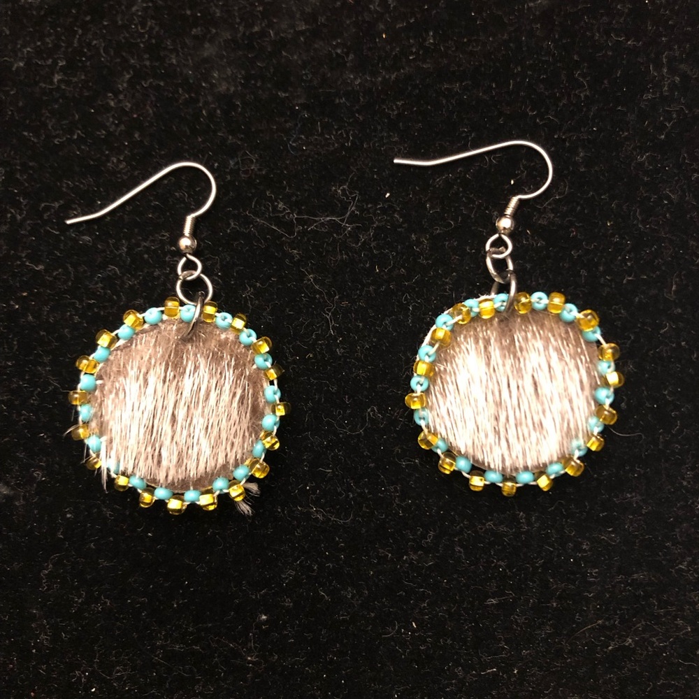 Seal skin earrings from Yellowknife, NWT